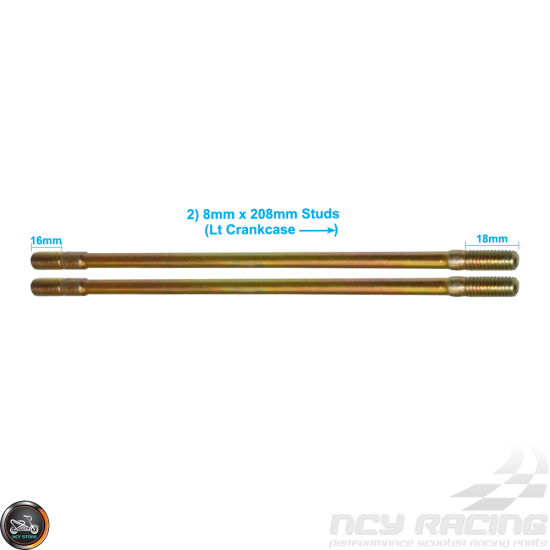 G- Cylinder Stud 208mm 2V-4V Set (GY6)