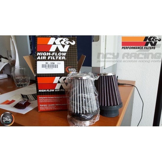 48mm Pitbike Air Filter Carbon Fibre Performance High flow Jetcone Style Angled Neck 