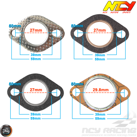 NCY Exhaust Gasket 27mm Steel (QMB, GY6, Universal)