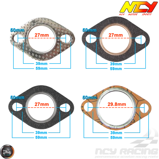 NCY Exhaust Gasket 27mm Steel (QMB, GY6, Universal)