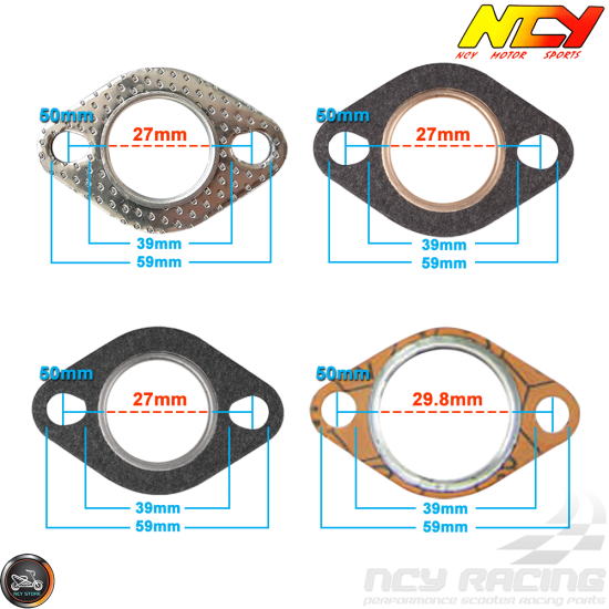 NCY Exhaust Gasket 27mm Copper & Fiber (QMB, GY6, Universal)