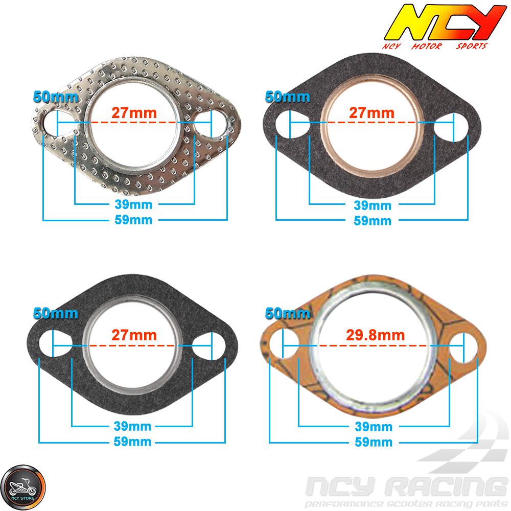 Ncy Exhaust Gasket 27mm Steel And Fiber Qmb Gy6 Universal 8623