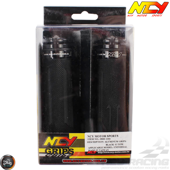 NCY Throttle Grip 7/8in Aluminum Rhinestone Black Set (GY6, Ruckus, Universal)