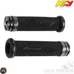 NCY Throttle Grip 7/8in Aluminum Rhinestone Gray Set (GY6, Ruckus, Universal)