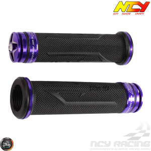 NCY Throttle Grip 7/8in Aluminum Rhinestone Indigo Set (GY6, Ruckus, Universal)