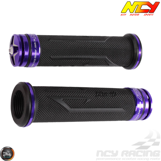 NCY Throttle Grip 7/8in Aluminum Rhinestone Indigo Set (GY6, Ruckus, Universal)