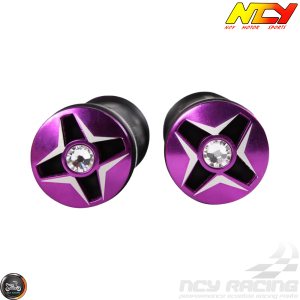 NCY Throttle Grip 7/8in Aluminum Rhinestone Purple Set (GY6, Ruckus, Universal)