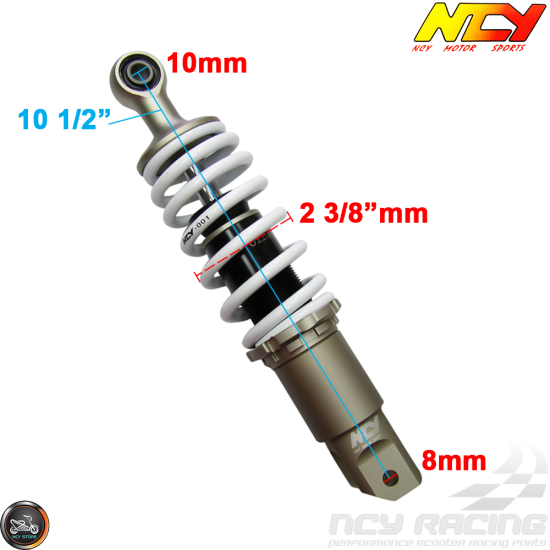 NCY Shock 265mm Adjustable Performance White (Honda Ruckus)