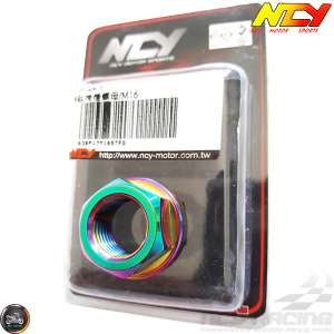 NCY Rear Axle Nut M16 Electroplated Titanium (QMB, GY6, Universal)