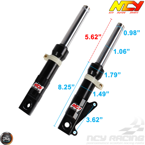 NCY Slammed Front Fork (All Black, Disc); Honda Ruckus