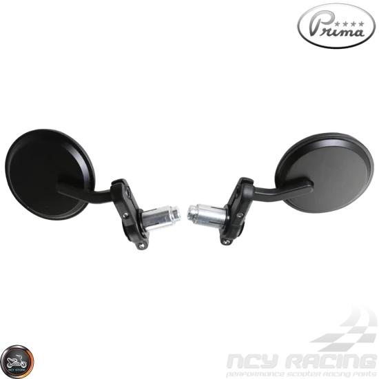 Prima Bar-End Mirror 7/8in Billet Black Set (Universal)