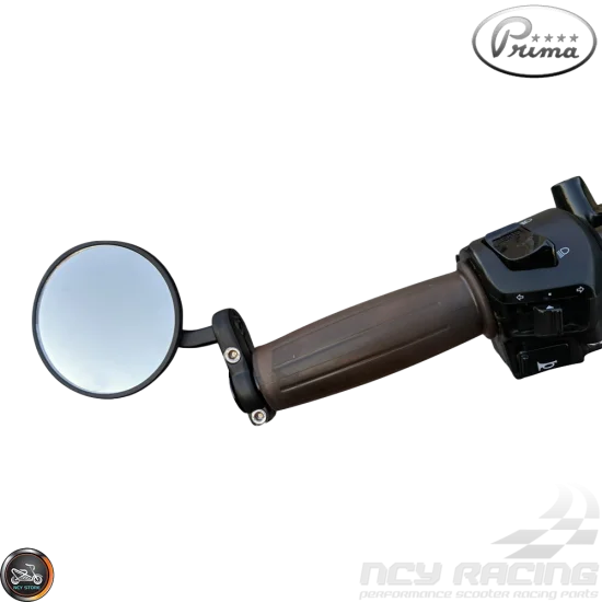 Prima Bar-End Mirror 7/8in Billet Black Set (Universal)