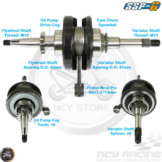 SSP-G Crankshaft 44mm 16T Performance Stroker (139QMB)