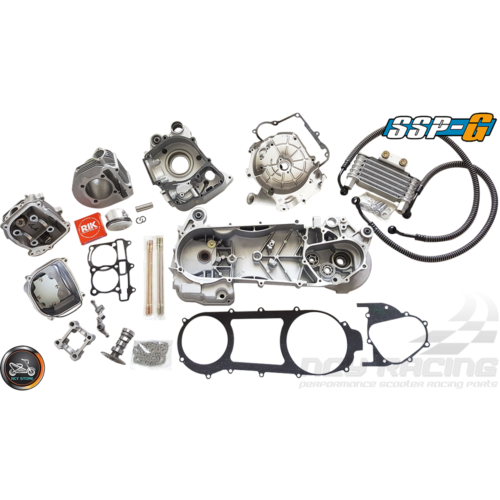 SSP-G Crankcase 63mm 180cc 2V B-Block 57mm W/Oil Cooler (GY6 Longcase)