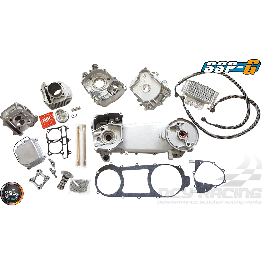 SSP-G Crankcase 63mm 180cc 2V B-Block 57mm W/Oil Cooler (GY6 Longcase)