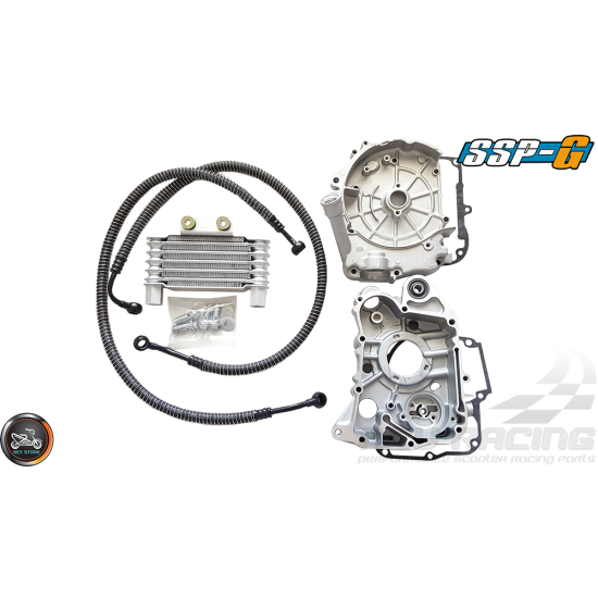 SSP-G Crankcase 65mm Bore Rt-Side w/Oil Cooler Kit Fit 57mm (GY6)