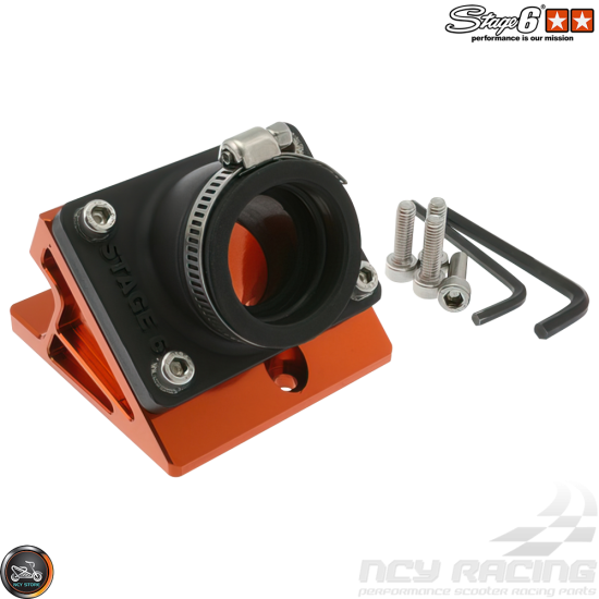 Stage6 Intake Manifold R/T Reverse w/Spacer 32mm CNC Orange (Aprilia, JOG, Zuma 50)