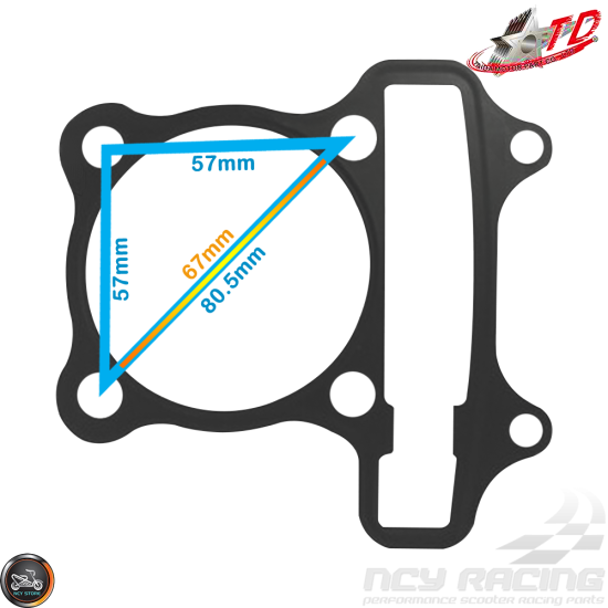 Taida Cylinder Gasket 67mm Set Fit 57mm (GY6)