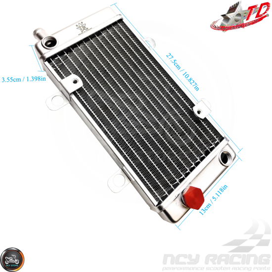 Taida Radiator 10.83in w/Thermostat Fill Cap (DIO, GY6, Universal)