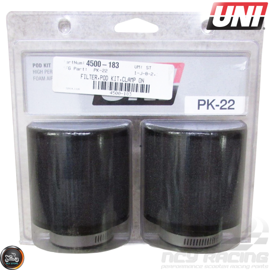 UNI Air Filter Pod 38mm 2-Set Straight (PK-22)